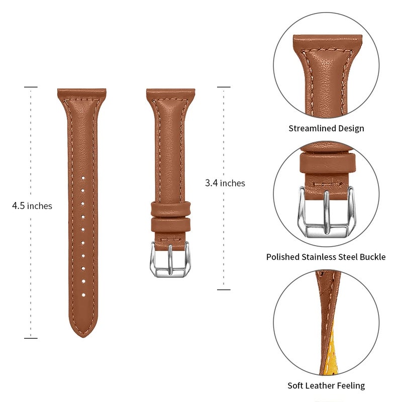 JOYOZY Slim Bands Compatible with Samsung Watch 7/6/5/4 40mm 44mm/Watch5 pro 45mm/Galaxy Watch FE 40mm/Active2 40mm 44mm/Galaxy Watch 6/4 Classic,Genuine Leather Wristband Strap 20mm Quick Release Band - Image 3